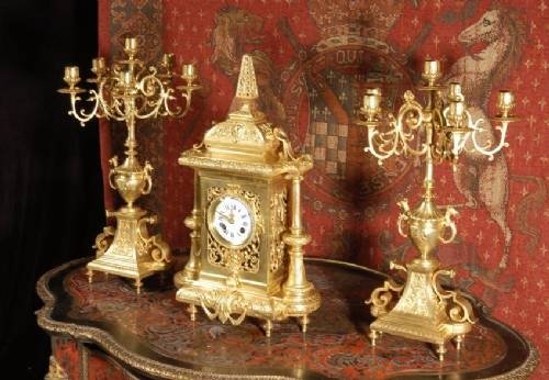 fig 1. **** SOLD **** Japy Freres Antique French Clock Set - Superb Quality